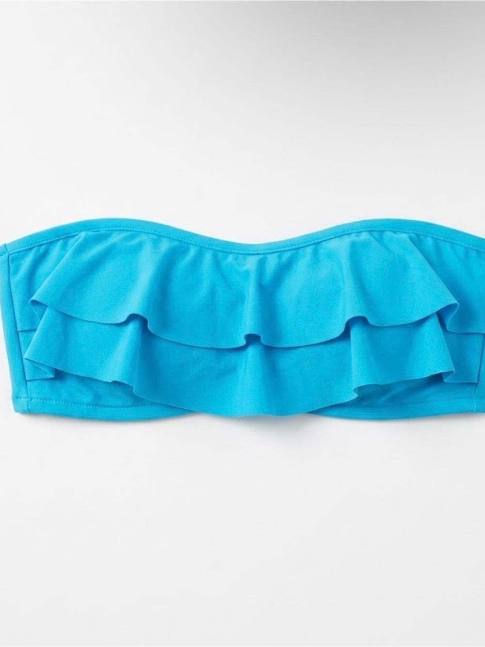 New Stylus Bright Turquoise Ruffle Bandeau Bikini Top Summer Swimwear Beach